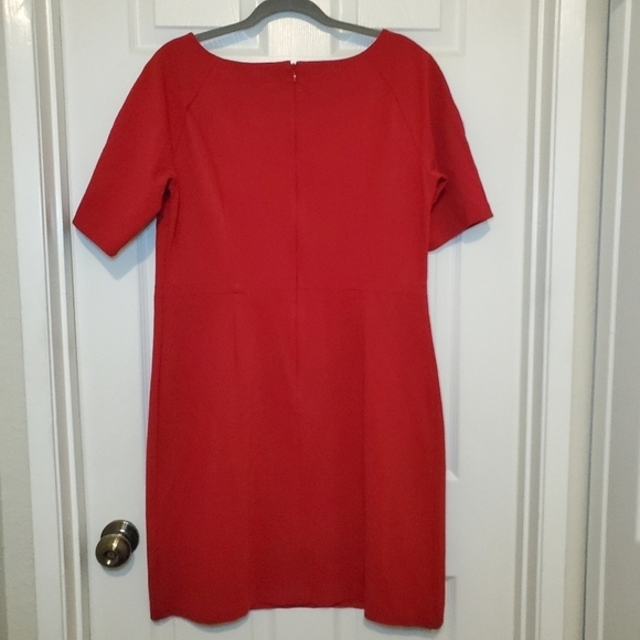 Talbots Scoop Neckline Shift Dress Short Sleeves Business Career Red 10 - Picture 5 of 9